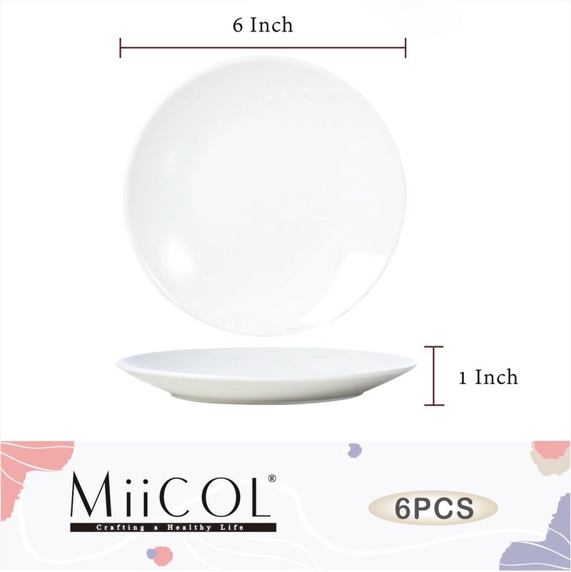 Miicol Small Dessert Plates Set of 6, Ceramic White Appetizer Plates 6 Inch, Mini Porcelain Serving Plate for Cake, Bread, Salad, Snack - Image 3